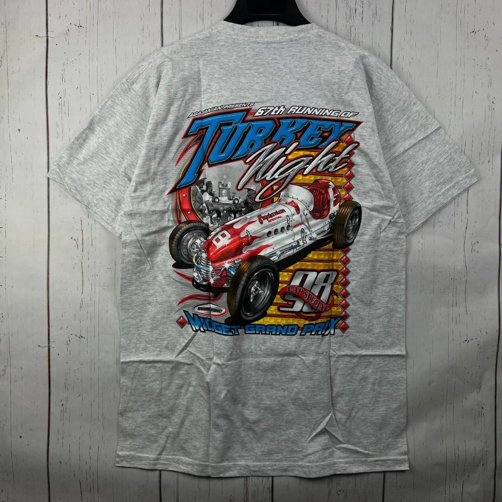 Vintage 67th Running of Turkey Night Large Sundog Casual‎ T-Shirt Gray New Men